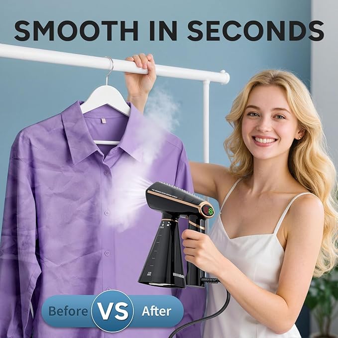 Steamer for Clothes, 1200W Portable Handheld Garment Steamer&Iron 2-in-1 with Fast Heat-up, Auto-Off, 350ml Water Tank, Powerful Foldable Handle Clothes Steamer Compact Size for Travel Home