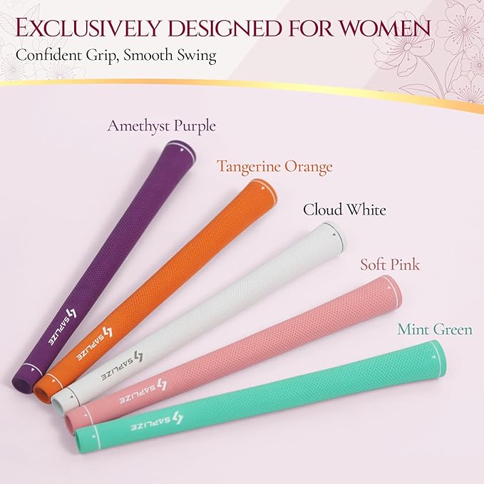 SAPLIZE Women’s Exclusive Golf Grips | Optimized Taper Design | Elegant Solid Color Series | Soft, Comfortable & Shock-Absorbing | Standard & Midsize, 13 Pack Golf Club Grip Kit for Women, Men & Juniors, CC02 Series