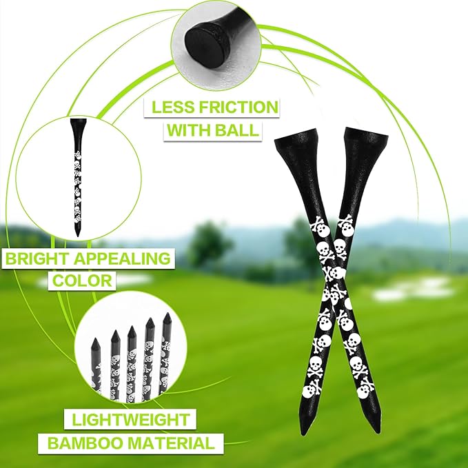 FINGER TEN Golf Tees Wood 3 1/4 2 3/4 Inch Value 50/120 Count, Durable Tees with Bright Colored Stripes for Consistent Height, 70mm 83mm Long Tees Ideal for Golfers