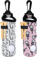 GAG GIFTS Golf Gifts for Women, 2 Pack Golf Ball Tee Holder, Print Golf Ball Carry Bag with Light Weight Hook, Portable Golf Accessories for Ladies/Girls, Golf Tee Holder Pouch