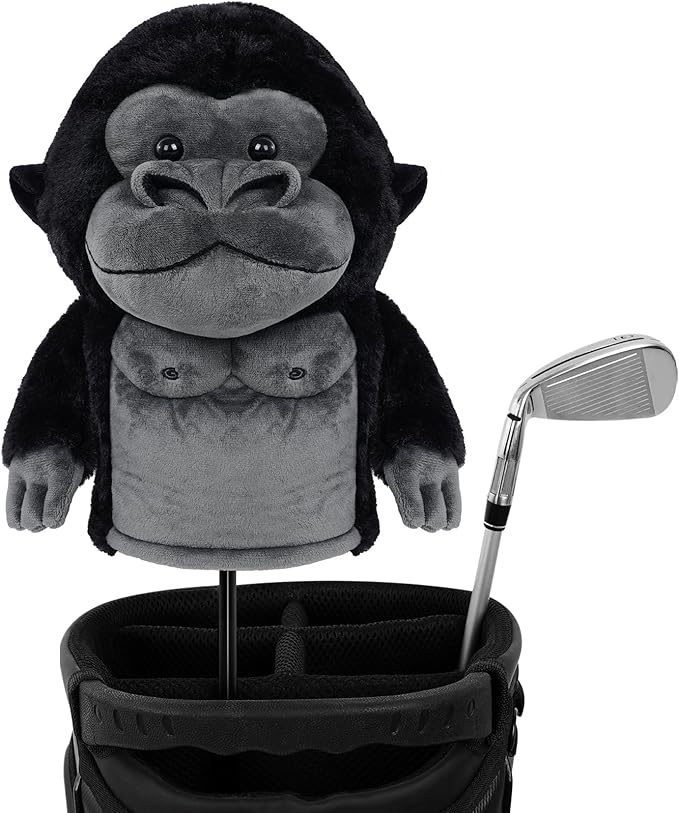 Driver Headcover Funny Golf Headcover Animal Golf Club Head Covers Gorilla Alces Moose Mammoth Design Black Plush Golfing Gifts for Men Women Golfer Fits up to 460CC Driver Head