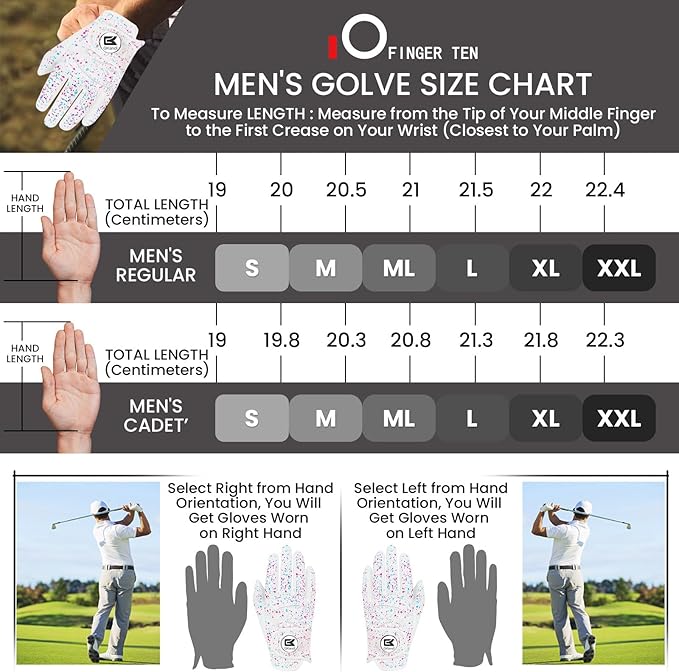 Golf Gloves Men Right Handed Golfer Left Hand Leather Stylish Value 2 Pack with Ball Marker, Mens Golf Glove All Weather Grip, Size Small Medium ML Large XL