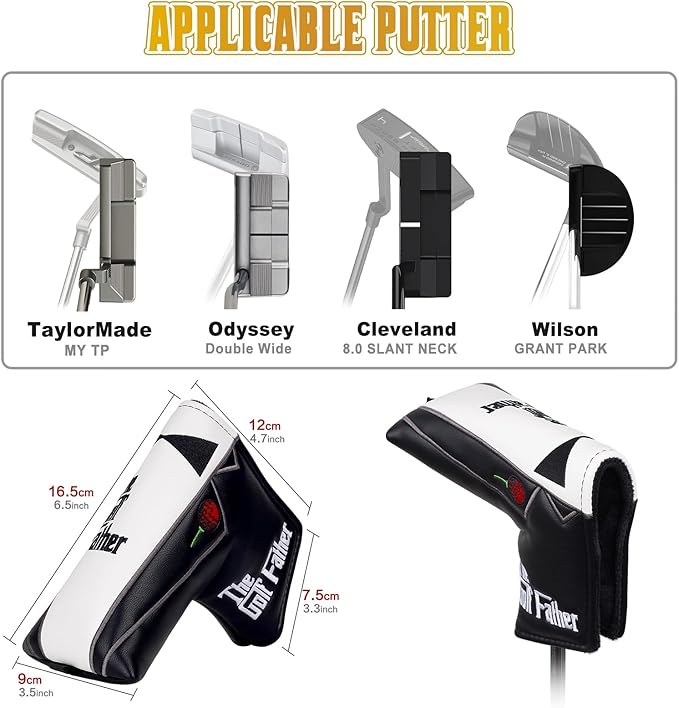 The Golf Father Golf Club Covers, Driver Fairway Hybrid Headcover, Funny Putter Cover Magnetic, Black & White Color Iron Covers,Golf Gifts for Men