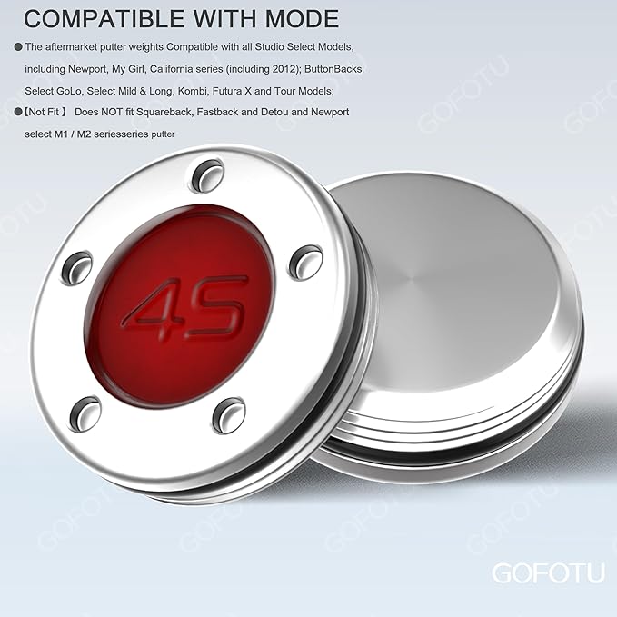 2pcs 5g/10g/15g/20g/25g/30g/35g/40g Choose weight Golf Custom Weights Compatible with Titleist Scotty Cameron Golf Club Putters Newport Red (2PCS 45g(Doesn't include Wrench))