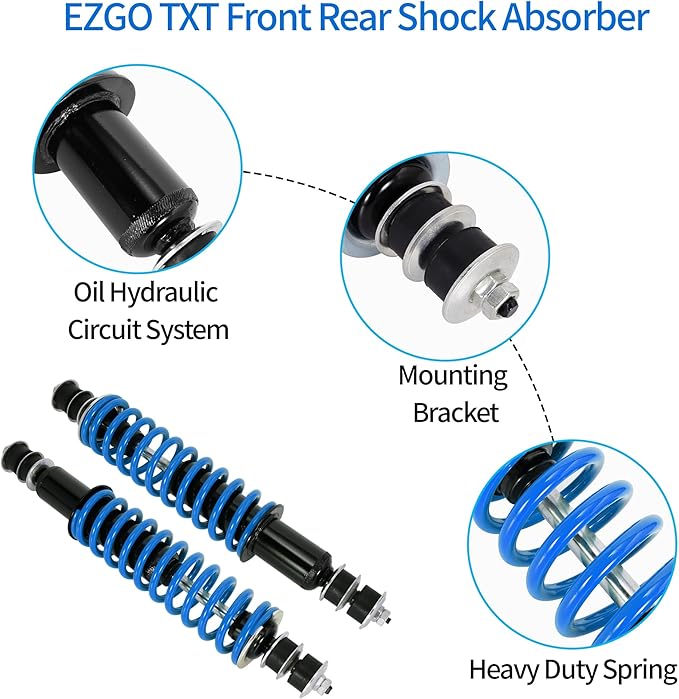 JIAYAN Golf Cart Front or Rear Shock Absorber with Heavy Duty Coil Springs Compatible with E-Z-GO TXT/Medalist 1994+ Gas & Electric Models OEM# 70928-G01 76418-G01 70630-G01 (2Pcs)