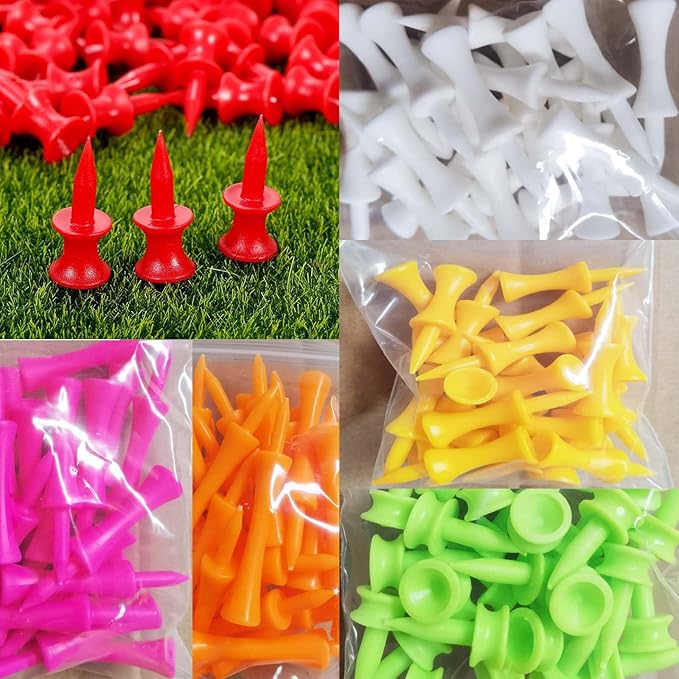 70 Pcs Golf Tees, Golf Step Down Plastic Tees Value Multiple Colors Size Bulk, Unbreakable Tee 1", 1 1/4", 1 1/2", 1 3/4", 2", 2 1/4", 2 3/4", Long Short 7 Colors for Men Women Kids Practice