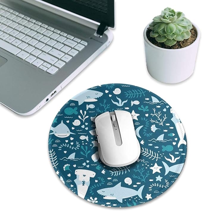 Cute Shark Mouse Pad, Fish Mouse Pads for Desk, Stitched Edge Mousepad with Non-Slip Rubber Base, Gaming Mouse Mat for Computer Laptop Home Office