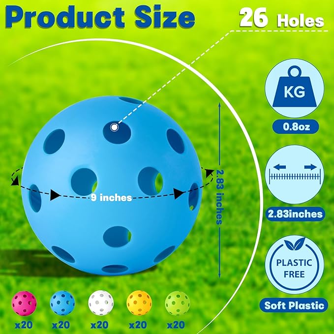 Coopay 12/50/100 Pack Baseball Practice Balls Plastic Training Balls Lightweight Hollow Softballs with a Drawstring Bag for Hitting, Baseball Training Indoor Outdoor Use