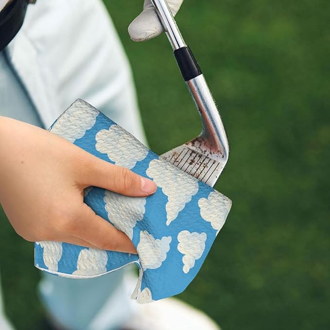 Cloud Golf Towel Waffle Microfiber with Hook Detachable Clip 24x16in