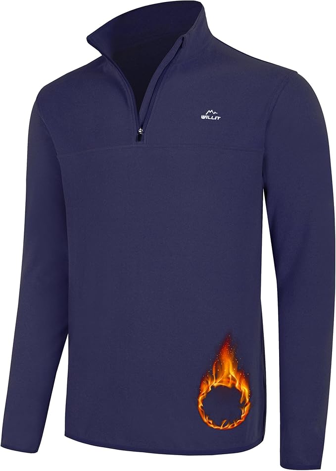 Willit Men's Fleece Pullover Winter Shirts Long Sleeve Quarter Zip Cold Weather Golf Hiking Casual Warm Shirts