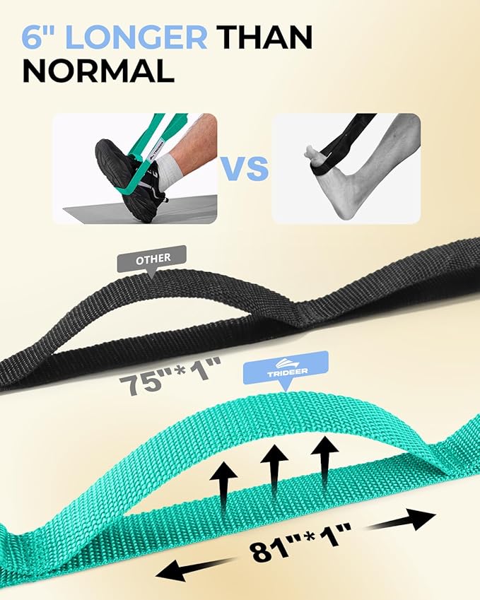 Trideer Stretching Strap Yoga Strap for Physical Therapy, 10 Loops Yoga Straps for Stretching, Non-Elastic Stretch Strap for Pilates, Exercise, Stretch Band for Women & Men