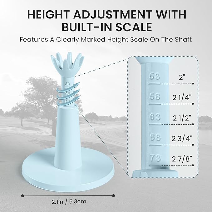 Amy Sport Golf Rubber Tee Adjustable Value 3 or 6 Pack, Unbreakable Durable Tee for Mat Driving Range Indoor Simulator, Adjustable Height from 2.1" to 2.9"