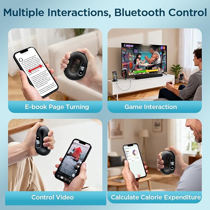 Smart Grip Trainer, Supports Multiple Game Interaction and HID Mode Video Browsing,Hand Gripper for Fitness, Stress Relief and Rehabilitation Training, Hand Exerciser