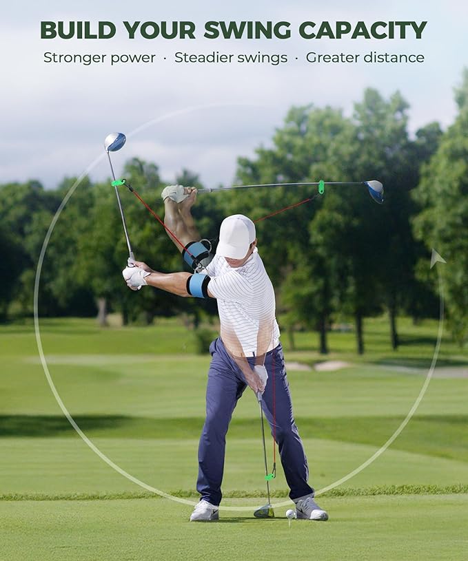 Golf Swing Trainer Resistance Band Portable Elastic Swing Training Aid for Power, Tempo & Flexibility, Improve Swing Posture & Strength, Ideal for Indoor & Outdoor Practice