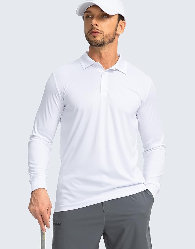 Men's Polo Shirt Long Sleeve Golf Shirts Lightweight UPF 50+ Sun Protection Cool Shirts for Men Work Fishing Outdoor