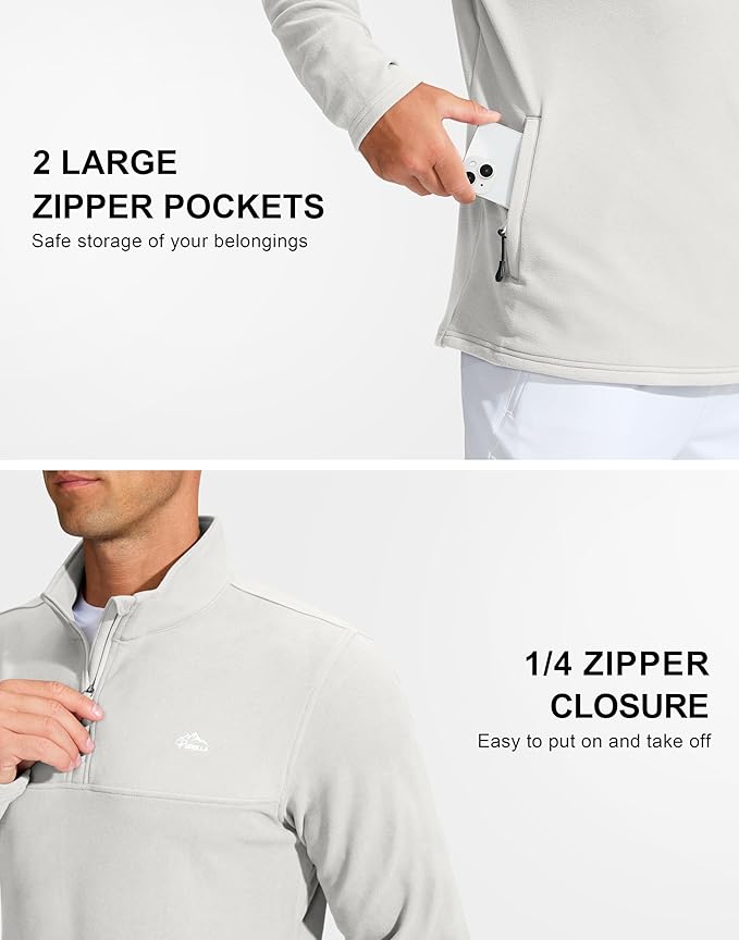 Pudolla Men's Quarter Zip Pullover with 2 Pockets Fleece Warm Soft Golf Sweatshirts for Athletic Workout Running