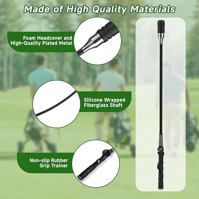 Rocalt Golf Swing Trainer for Right-Handed Players | Click Stick Tempo & Speed Training Aid with Click Sound, Improves Flexibility, Balance & Swing Rhythm