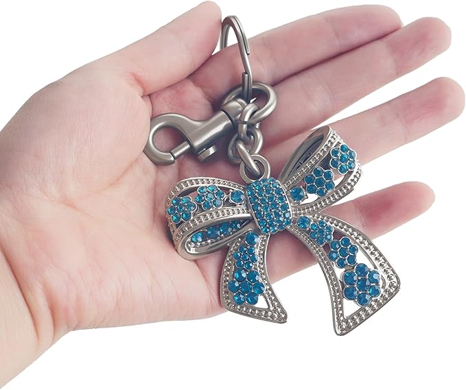 Sparkly Bow Bag Charm Rhinestone Bow Purse Charms Bows Keychain Women Bag Charm for Handbag