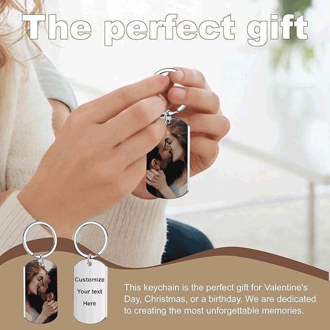 Custom Keychains with Picture Personalized Photo Logo Text Customized Key Chain for Boyfriend Dad Men Women Gifts