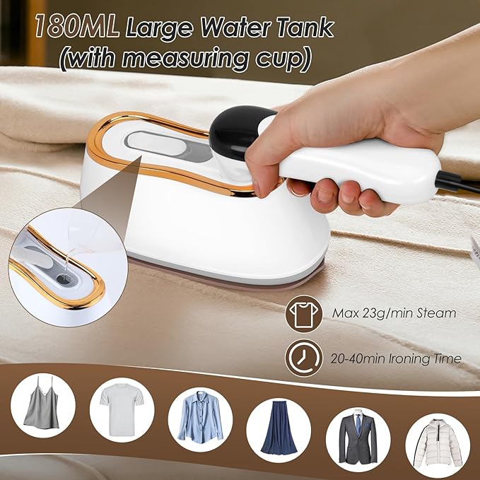 Biupky Travel Steamer for Clothes Portable Mini, 1200w Mini Iron Portable Steamer for Clothes, 4 Mode with LCD Display, 10s Fast Heating Travel Iron Garment Steamer for Clothes for Home Dorm Travel