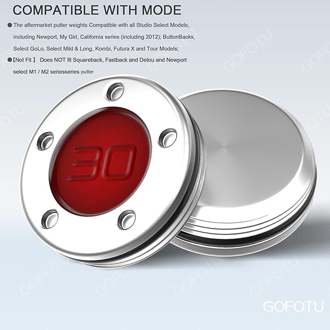 2pcs 5g-40g Golf Custom Weights Compatible with Titleist Scotty Cameron Golf Club Putters Newport Red (2PCS 30g(Doesn't include Wrench))