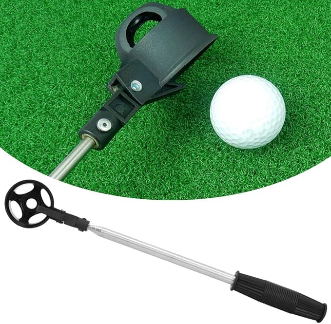 Portable Telescopic Golf Ball Retriever, 2m Extended Length Lightweight Pickup Tool with Automatic Locking Scoop for Water Hazards and Rough