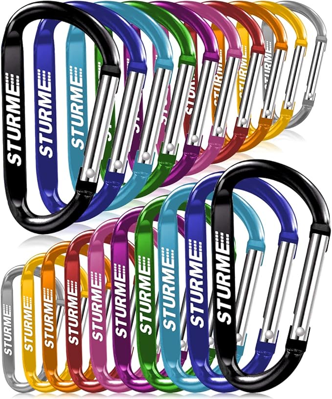 20pcs 2.7" Carabiner Clip Durable Carabeaner Hooks Small Carabiner D Clip