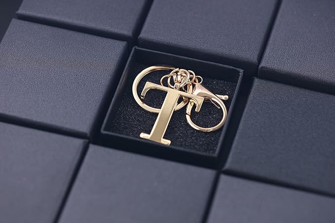 LAXPICOL Gold Letter A-Z Keychain for Women Bag Charms Purse Charms For Handbags Metal Alphabet Initial Letter Keychain