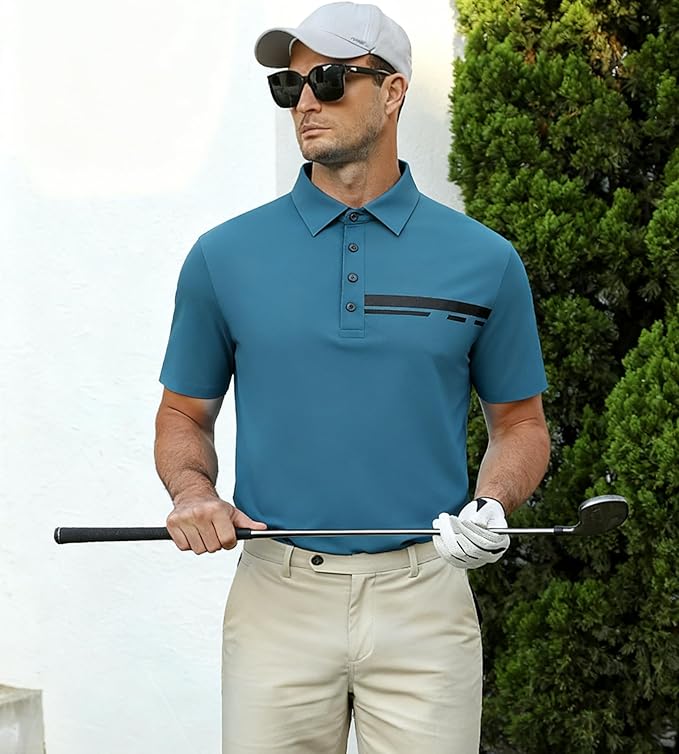Alex Vando Mens Golf Shirt Moisture Wicking Performance & Polished Style Polo Shirts for Men