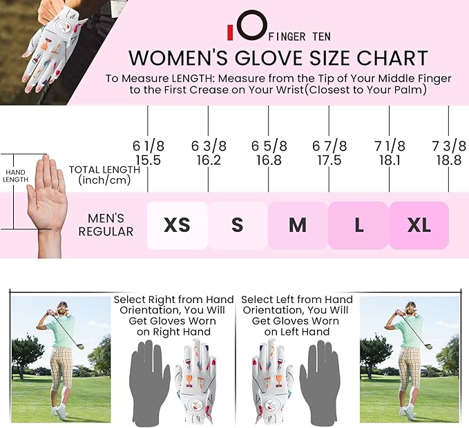 Ladies Golf Gloves Women Right Handed Golfer Left Hand Value 2 Pack with Ball Marker Leather All Weather Grip Breathable Soft Gift Set