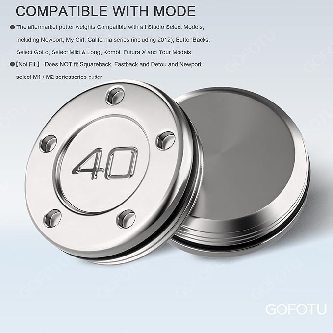 Golf 2pcs. 5g/10g/15g/20g/25g/30g/35g/40g/45g Choice Weight Golf Custom Putter Screws Weights Compatible with Titleist Scotty Cameron Golf Club Heads Putters Newport