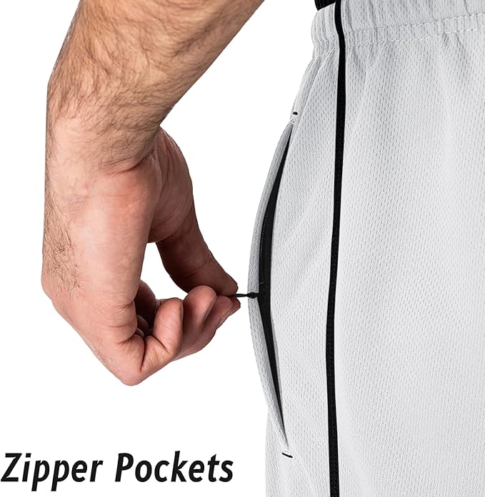 MAGNIVIT Men's Lightweight Sweatpants Loose Fit Open Bottom Mesh Athletic Pants with Zipper Pockets