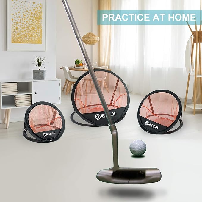 Pop Up Golf Chipping Practice Net Set - Indoor/Outdoor Golfing Target Accessories for Golf Practice - Improve Your Short Game - Gifts for Men, Dad, Mom, Husband, Women, Kid, Golfers