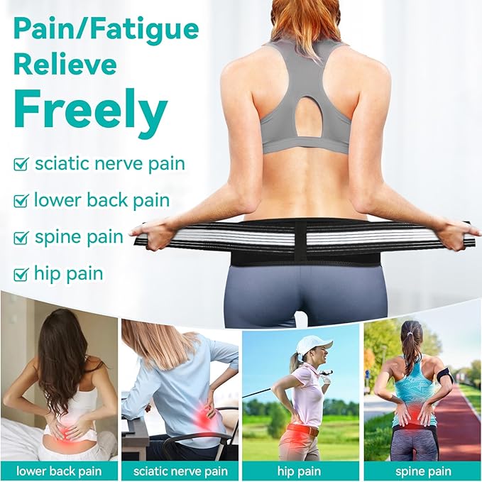 Lightweight Back Brace for Lower Back Pain Under Clothes - Relief from Sciatica, Hip and Spine Pain - Breathable & Adjustable Lumbar Support Belt for Home, Work and Exercise-Suitable for Women&Men XL