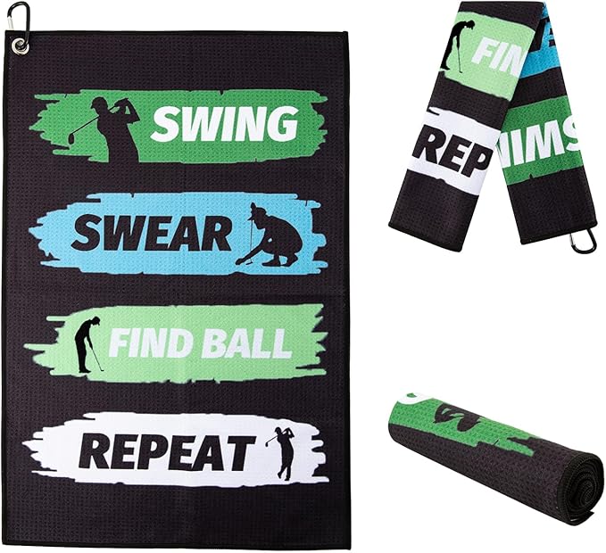 Golf Towel,Printed Golf Towels for Golf Bags with Clip,Golf Accessories Funny Golf Gifts for Men Golfers,Husband Boyfriend Dad,Birthday Gifts for Golf Fan-I Use This Towel to Wash My Balls (Golf#3)
