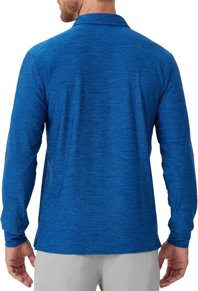 NAVISKIN Men's Polo Shirts Long Sleeve Golf Shirts with Collar UPF 50 SPF Shirt for Men Quick Dry Moisture Wicking
