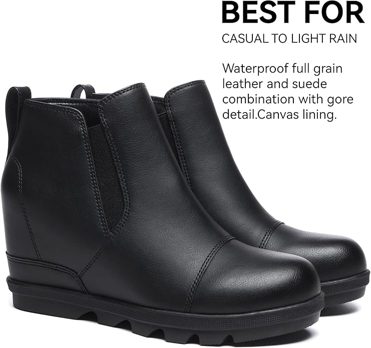 Athlefit Women's Wedge Ankle Boots Comfortable Slip On Wedge Booties