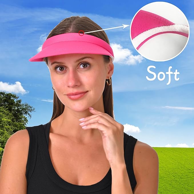 2 Pack Visor Women Men Sun Hat Clip On Visors Adjustable Sport Wide Brim Cap