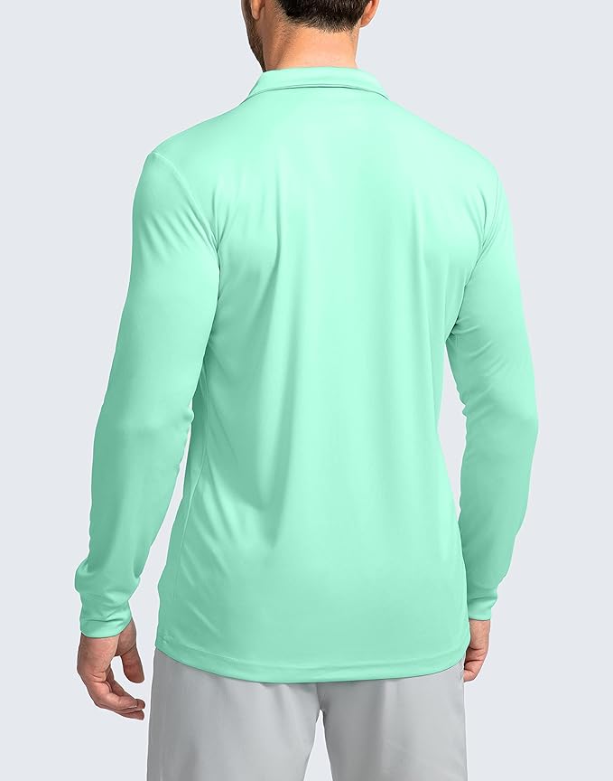 Men's Polo Shirt Long Sleeve Golf Shirts Lightweight UPF 50+ Sun Protection Cool Shirts for Men Work Fishing Outdoor