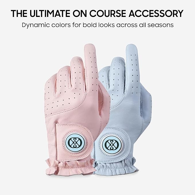 CLAPLEY Women’s Golf Glove – Premium Cabretta Leather with Magnetic Ball Marker, Breathable Design, Good Elasticity, Precious Gift for Golfers, Super Soft Feel, Left and Right Hand, Secure Fit