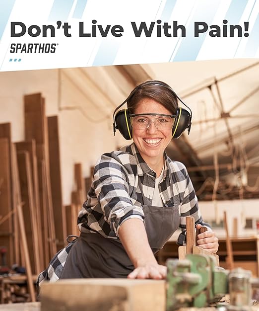 Sparthos Back Brace for Lower Back Pain - Immediate Relief from Sciatica, Herniated Disc - Lumbar Support Pad - For Home & Lifting At Work - For Men & Women - Fits 44–52″ Waist (Beige-L, Check Sizing)