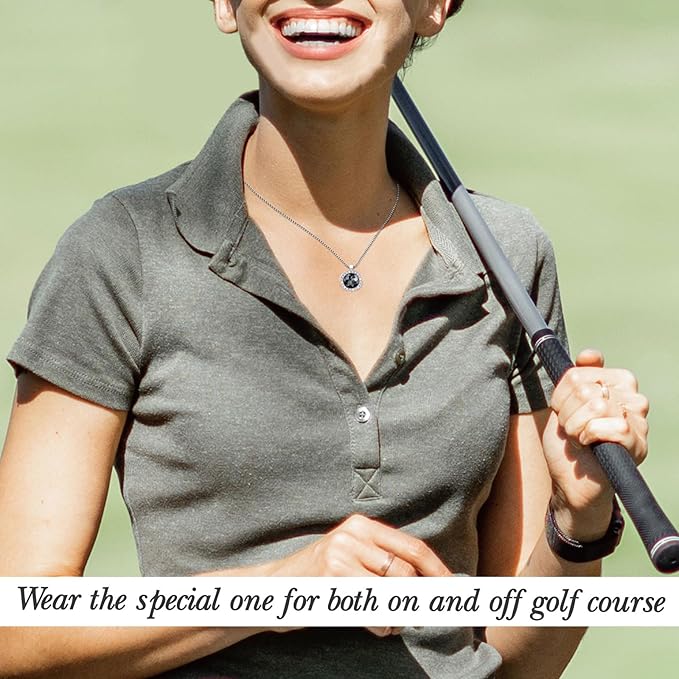 Golf Ball Marker with Ceramic Crystal Ball Marker Necklace (20mm Small Size) Gifts Accessories Women Golfers