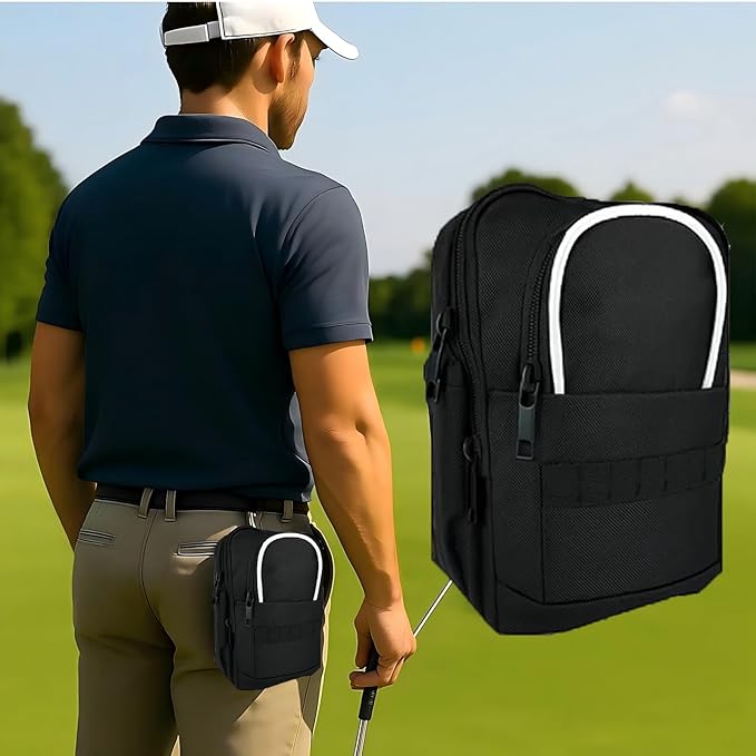Golf Valuables Pouch & Golf Ball Carrier Bag with 3 Zipper Pockets, Holds 20–25 Balls for Tees & Accessories (Men & Women)