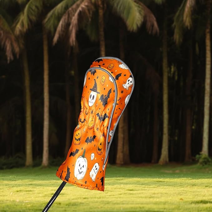 Golf Club Covers PU Leather Waterproof Golf Club Head Covers for Fairway Woods and Driver White Fishbone Pattern Driver Cover Suitable for Most Brands