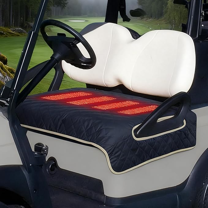 Heated Golf Cart Seat Cover,Non-Slip Winter Golf Cart Seat,Universal Fit, Easy Installation,4 Heating Zones, USB/Type-C Powered, Non-Slip & Waterproof, Ideal Golf Gift for Men