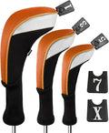 Andux 3pcs/Set Golf 460cc Driver Wood Club Head Covers Long Neck with No. Tags