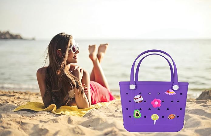 Charms for Bogg Bag Accessories Beach Baseball Charms 30pack Random Color Cute PVC Rubber Beach Bag Charm Decoration,Bag Charm for Handbags Tote bags Girls Women