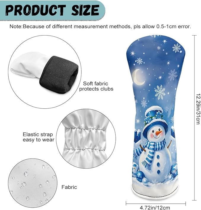 Golf Club Head Covers for Club Protective, Waterproof PU Leather Driver Fairway Wood Hybrid Head Cover