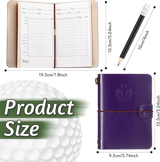 Yexiya Golf Scorecard Book with Pencil Leather Golf Journal Scorecard Holder Accessories Notebook Log Book Pocket Scorebook Gifts for Men Golfers, Sports and Outdoor Club Accessories