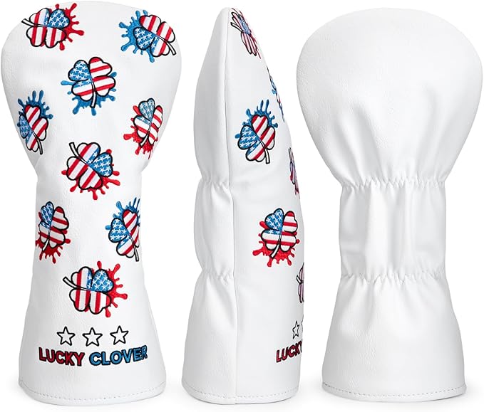 Golf Club Head Covers for Driver Cover, Fairway Wood Cover Hybrid Head Cover, USA Style Premium Leather Golf Headcovers Fits Golf DF3 Putter, Blade Putter Cover, Fits Most of Golf Club Covers
